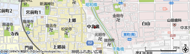 愛知県岩倉市中本町（中北裏）周辺の地図