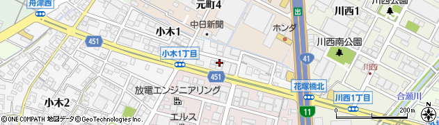 愛知県小牧市小木1丁目周辺の地図