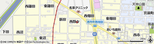 愛知県岩倉市西市町西野々周辺の地図