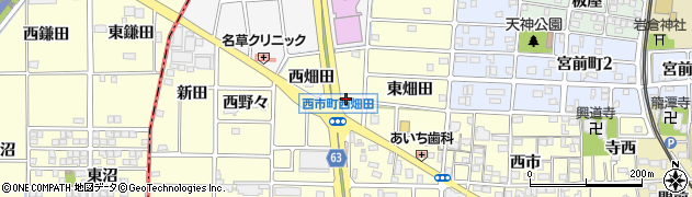 愛知県岩倉市西市町西畑田周辺の地図