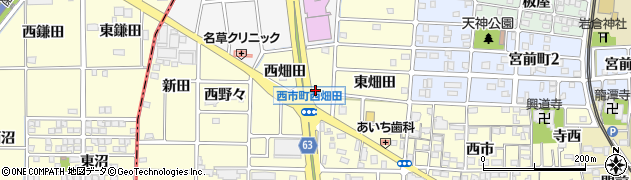 愛知県岩倉市西市町（西畑田）周辺の地図