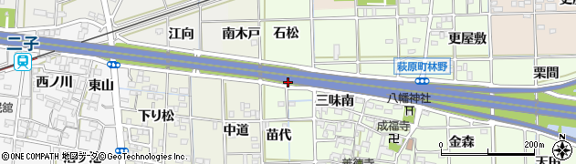 愛知県一宮市萩原町林野（中杁）周辺の地図