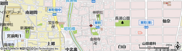 愛知県岩倉市東町（東市場屋敷）周辺の地図