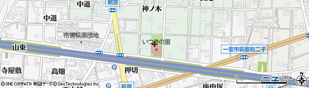 愛知県一宮市萩原町朝宮（朝宮前）周辺の地図
