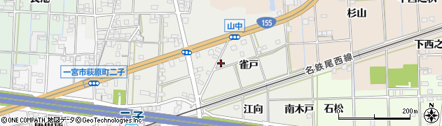 愛知県一宮市萩原町富田方（雀戸）周辺の地図