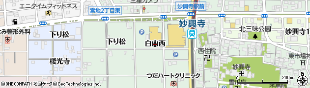 愛知県一宮市大和町妙興寺（白山西）周辺の地図