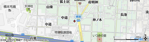 愛知県一宮市萩原町朝宮中道36周辺の地図