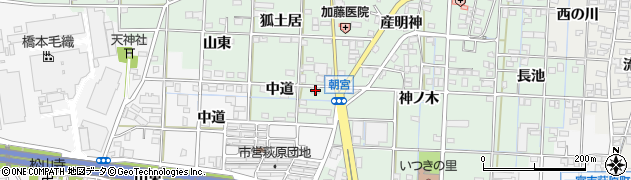 愛知県一宮市萩原町朝宮中道24周辺の地図