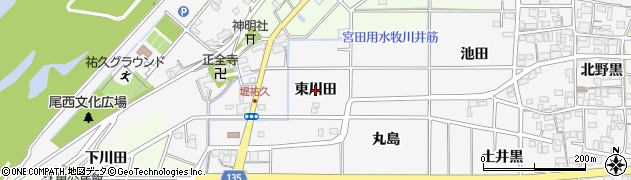 愛知県一宮市祐久（東川田）周辺の地図