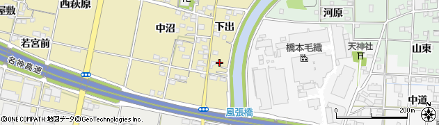 愛知県一宮市西萩原下出22周辺の地図