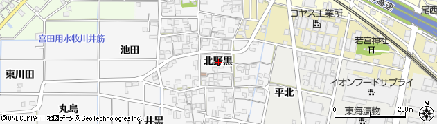愛知県一宮市祐久北野黒周辺の地図