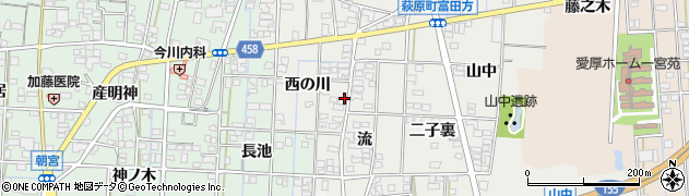 愛知県一宮市萩原町富田方（西ノ川境）周辺の地図