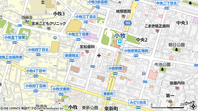 〒485-0029 愛知県小牧市中央の地図