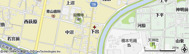 愛知県一宮市西萩原下出2385周辺の地図