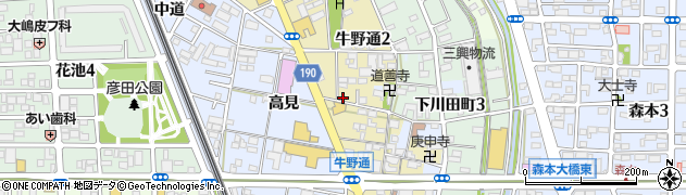 愛知県一宮市牛野通周辺の地図