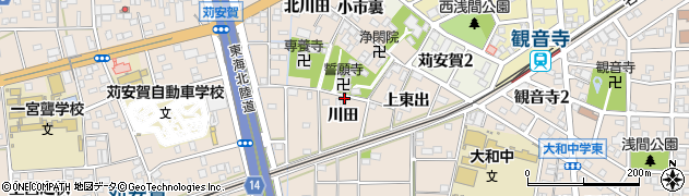 愛知県一宮市大和町苅安賀川田周辺の地図