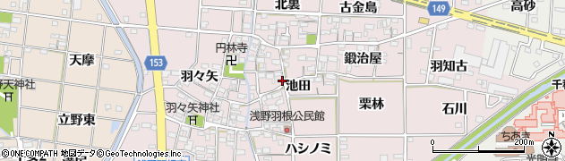 愛知県一宮市千秋町浅野羽根池田周辺の地図