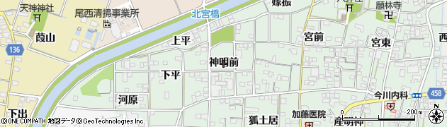 愛知県一宮市萩原町朝宮（神明前）周辺の地図