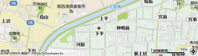愛知県一宮市萩原町朝宮下平18周辺の地図