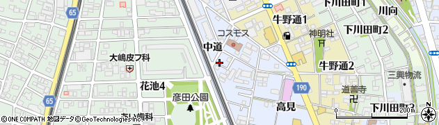 愛知県一宮市大和町宮地花池中道周辺の地図