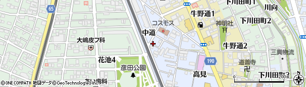 愛知県一宮市大和町宮地花池（中道）周辺の地図