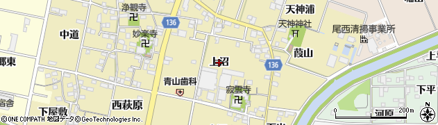 愛知県一宮市西萩原（上沼）周辺の地図