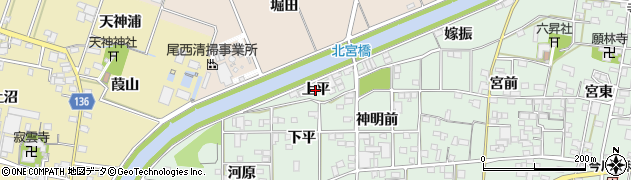 愛知県一宮市萩原町朝宮（上平）周辺の地図