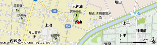 愛知県一宮市西萩原（葭山）周辺の地図