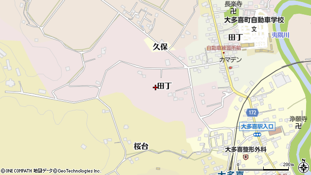 〒298-0217 千葉県夷隅郡大多喜町田丁の地図