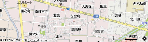 愛知県一宮市千秋町浅野羽根（古金島）周辺の地図
