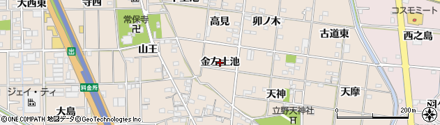 愛知県一宮市浅野（金左土池）周辺の地図