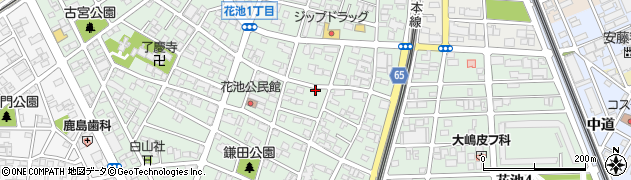 愛知県一宮市花池周辺の地図
