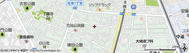 愛知県一宮市花池周辺の地図