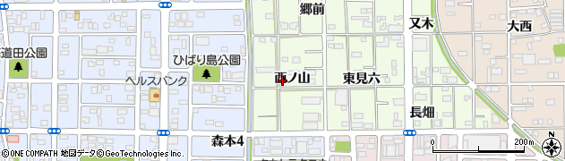 愛知県一宮市馬見塚西ノ山周辺の地図