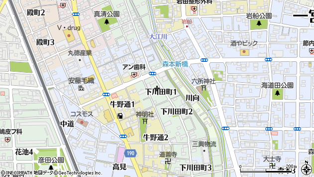 〒491-0845 愛知県一宮市下川田町の地図