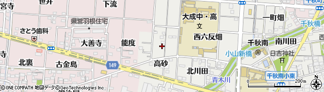 愛知県一宮市千秋町小山（高砂）周辺の地図
