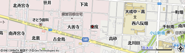 愛知県一宮市千秋町浅野羽根能度22周辺の地図