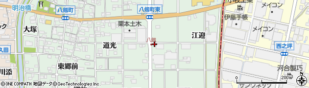 愛知県岩倉市八剱町（大門出先）周辺の地図