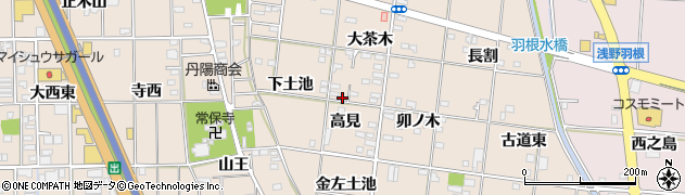 愛知県一宮市浅野高見周辺の地図