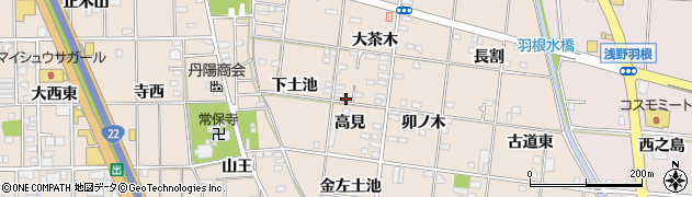 愛知県一宮市浅野（高見）周辺の地図