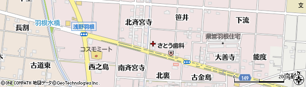 愛知県一宮市千秋町浅野羽根（西六反畑）周辺の地図