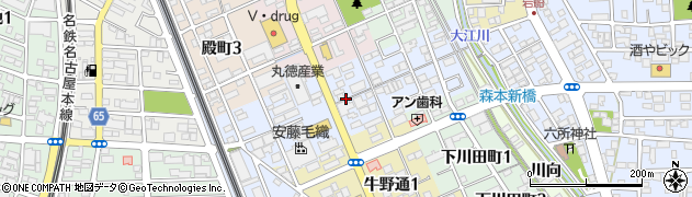 愛知県一宮市八町通周辺の地図