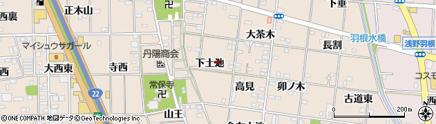 愛知県一宮市浅野（下土池）周辺の地図