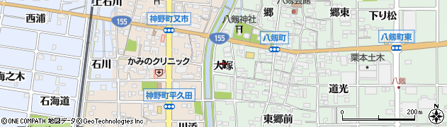 愛知県岩倉市八剱町（大塚）周辺の地図