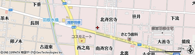 愛知県一宮市千秋町浅野羽根長楽寺周辺の地図