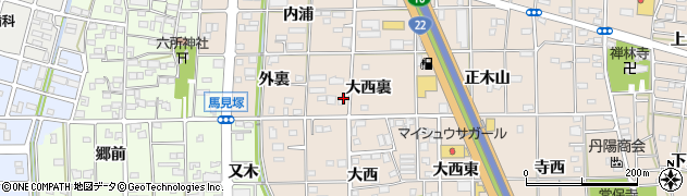 愛知県一宮市浅野大西裏周辺の地図