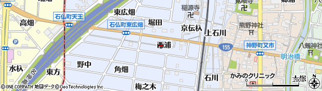 愛知県岩倉市石仏町（西浦）周辺の地図