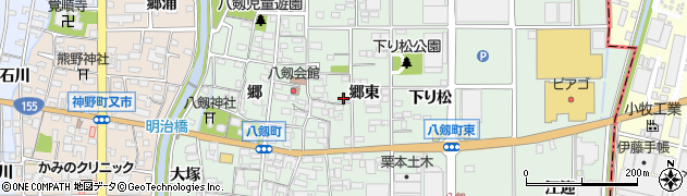 愛知県岩倉市八剱町（郷東）周辺の地図