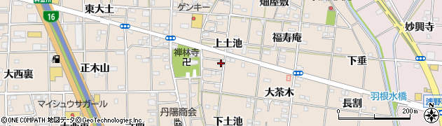 愛知県一宮市浅野上土池周辺の地図