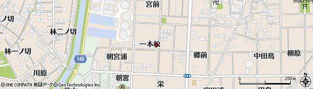 愛知県一宮市萩原町花井方（一本松）周辺の地図